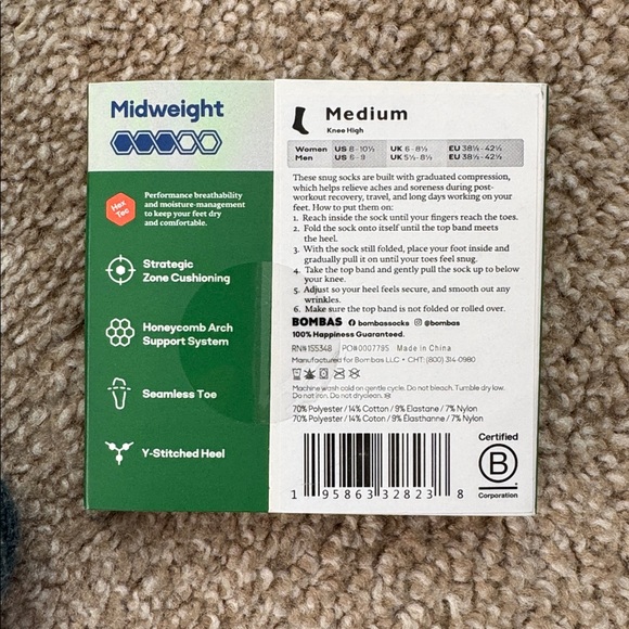 Bombas Performance Compression Knee High Socks - Picture 4 of 4